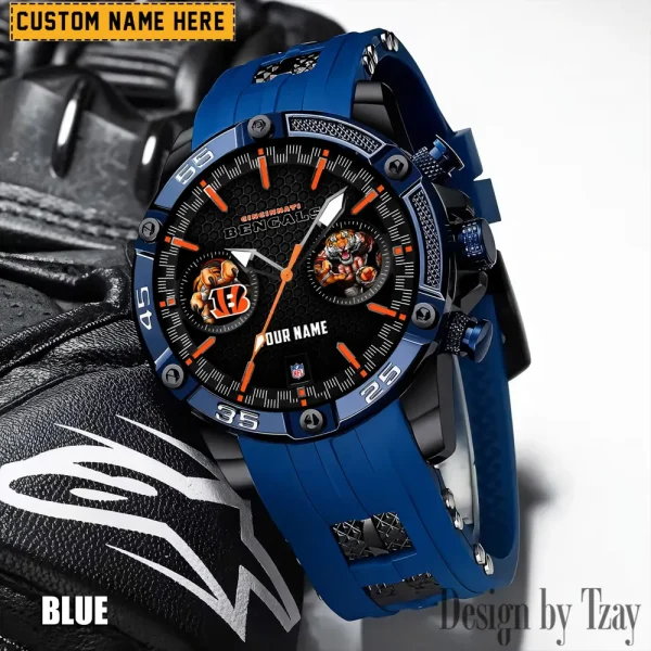 Cincinnati Bengals Mens Silicone Waterproof Date Fashion WristWatch ANZSSFWW040 - Image 2