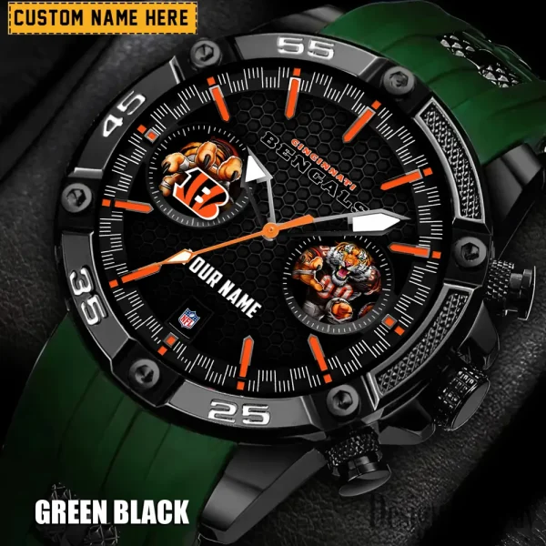 Cincinnati Bengals Mens Silicone Waterproof Date Fashion WristWatch ANZSSFWW040 - Image 3