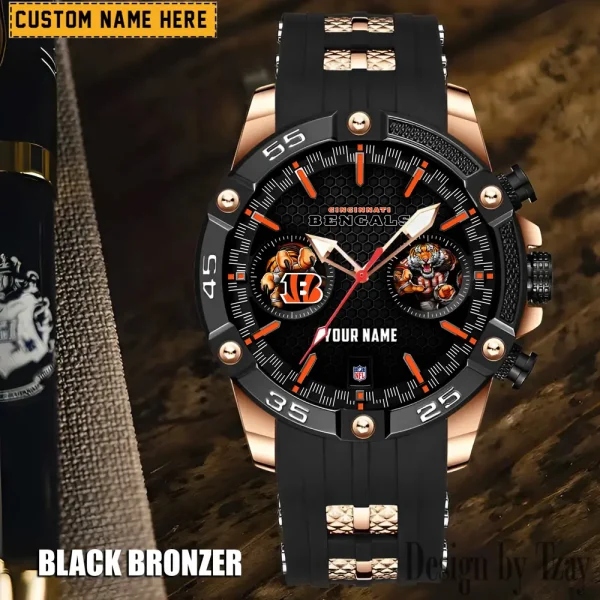 Cincinnati Bengals Mens Silicone Waterproof Date Fashion WristWatch ANZSSFWW040
