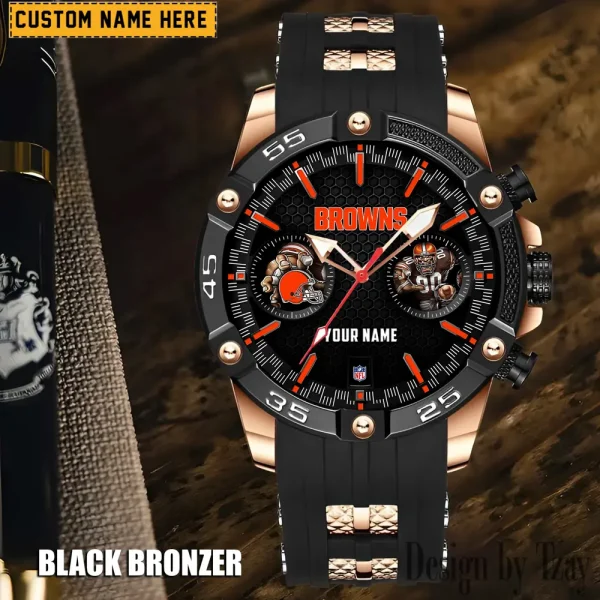 Cleveland Browns Mens Silicone Waterproof Date Fashion WristWatch ANZSSFWW041