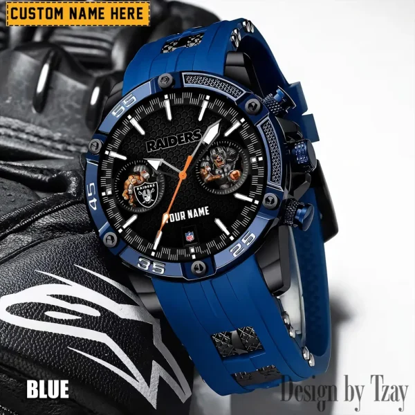 Las Vegas Raiders Mens Silicone Waterproof Date Fashion WristWatch ANZSSFWW049 - Image 2