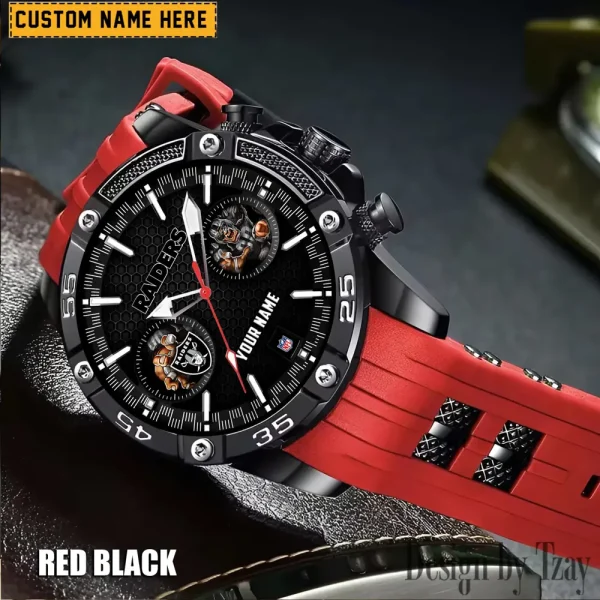 Las Vegas Raiders Mens Silicone Waterproof Date Fashion WristWatch ANZSSFWW049 - Image 4