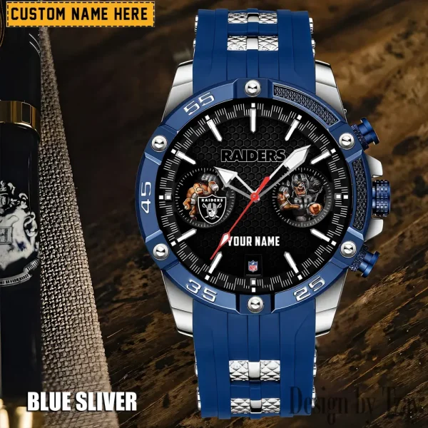 Las Vegas Raiders Mens Silicone Waterproof Date Fashion WristWatch ANZSSFWW049 - Image 6