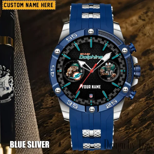 Miami Dolphins Mens Silicone Waterproof Date Fashion WristWatch ANZSSFWW052 - Image 4
