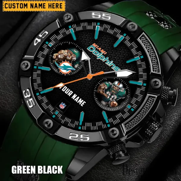 Miami Dolphins Mens Silicone Waterproof Date Fashion WristWatch ANZSSFWW052 - Image 6