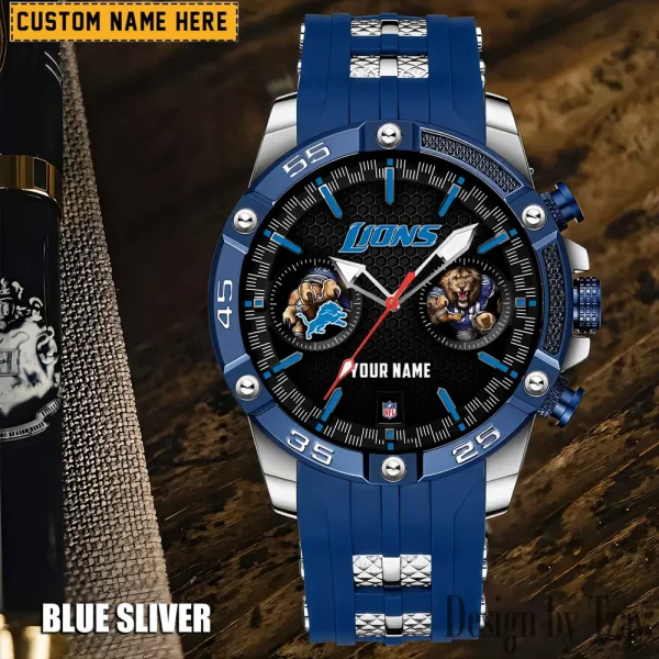 Detroit Lions Mens Silicone Waterproof Date Fashion WristWatch ANZSSFWW043 - Image 5