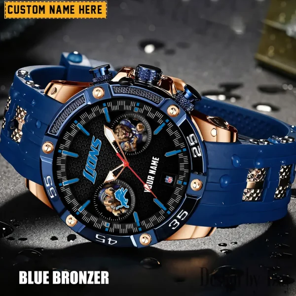 Detroit Lions Mens Silicone Waterproof Date Fashion WristWatch ANZSSFWW043 - Image 6