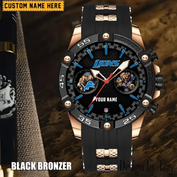 Detroit Lions Mens Silicone Waterproof Date Fashion WristWatch ANZSSFWW043