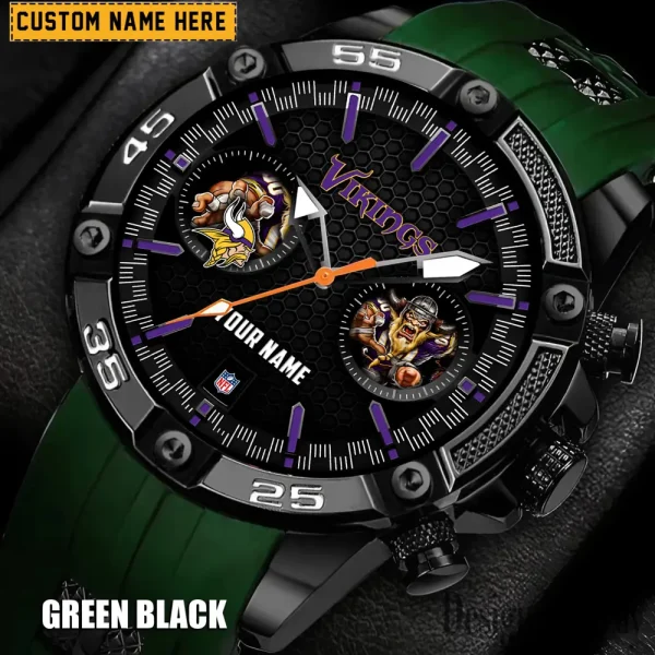 Minnesota Vikings Mens Silicone Waterproof Date Fashion WristWatch ANZSSFWW053 - Image 6
