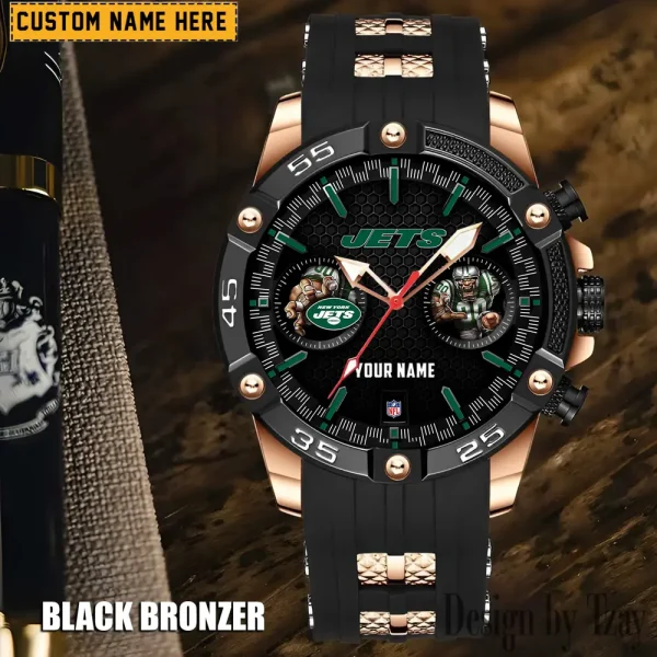 New York Jets Mens Silicone Waterproof Date Fashion WristWatch ANZSSFWW057