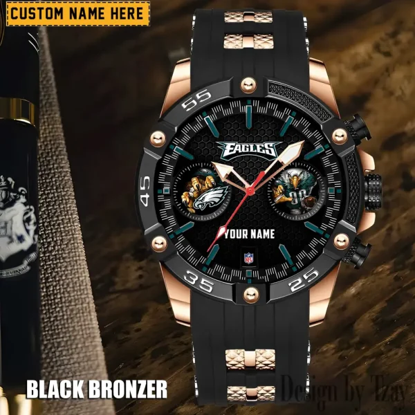 Philadelphia Eagles Mens Silicone Waterproof Date Fashion WristWatch ANZSSFWW058