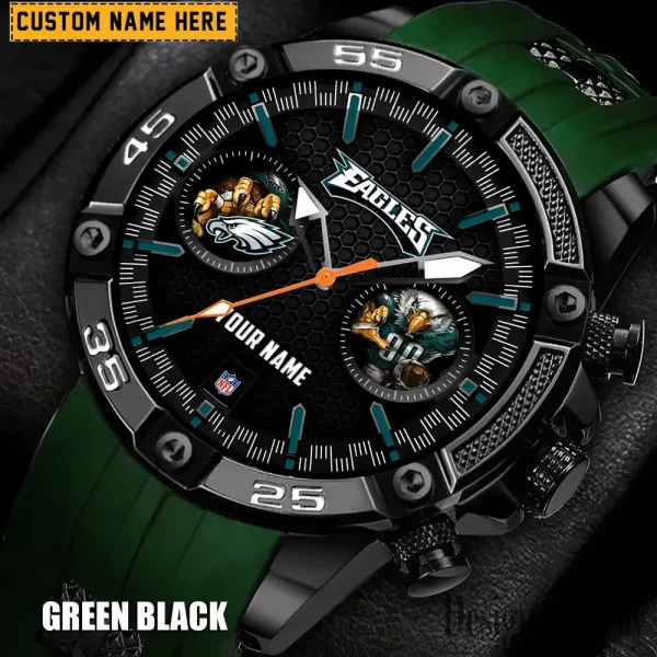 Philadelphia Eagles Mens Silicone Waterproof Date Fashion WristWatch ANZSSFWW058 - Image 6