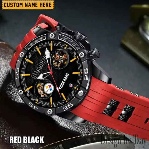 Pittsburgh Steelers Mens Silicone Waterproof Date Fashion WristWatch ANZSSFWW059 - Image 5