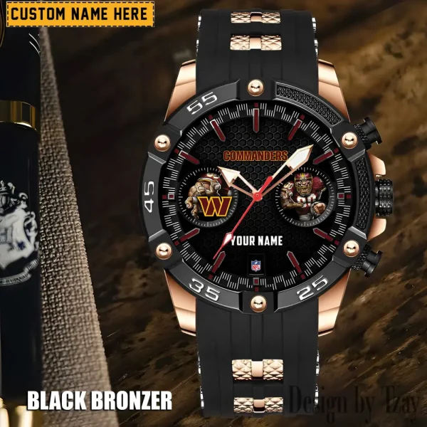 Washington Commanders Mens Silicone Waterproof Date Fashion WristWatch ANZSSFWW064