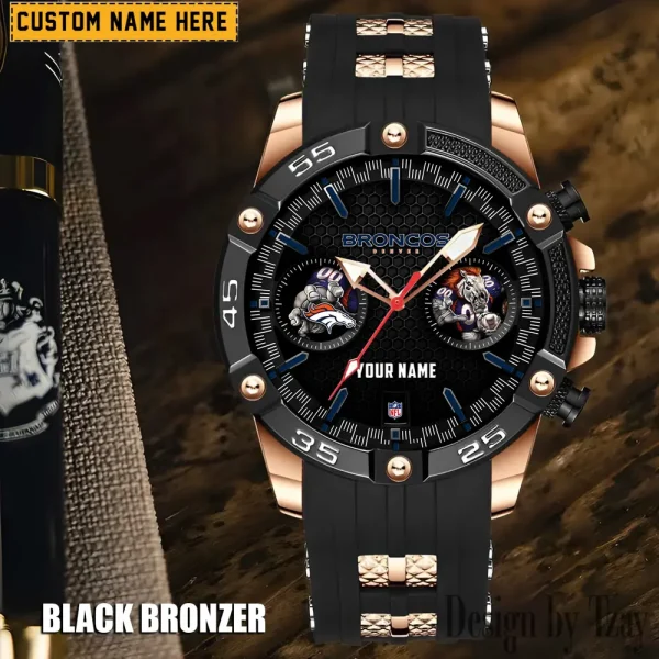 Denver Broncos Mens Silicone Waterproof Date Fashion WristWatch ANZSSFWW065