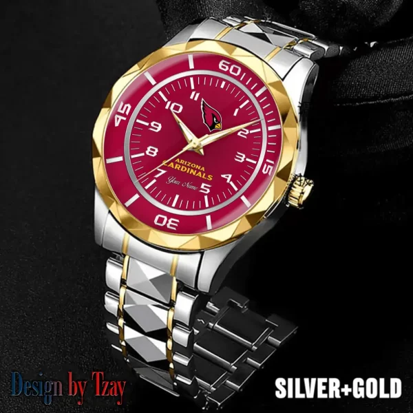 Arizona Cardinals Men Watch Classic Business Calendar Week Stainless Steel Waterproof MTTDMW227