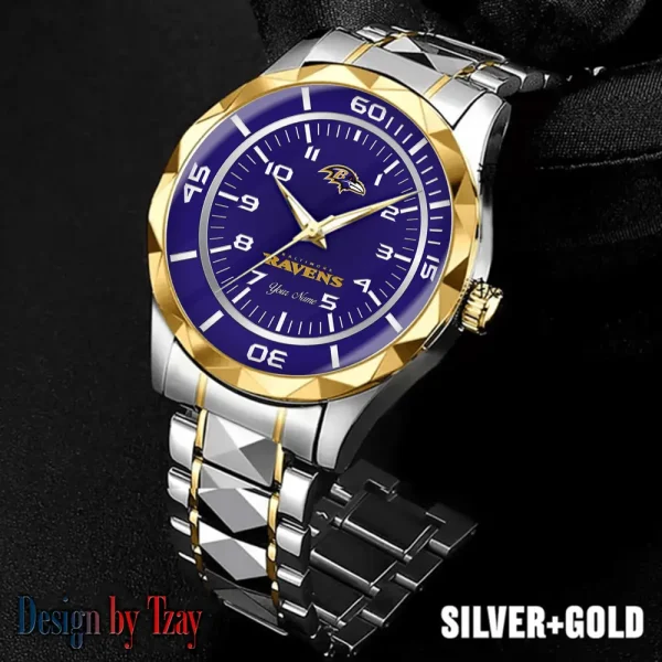 Baltimore Ravens Men Watch Classic Business Calendar Week Stainless Steel Waterproof MTTDMW229