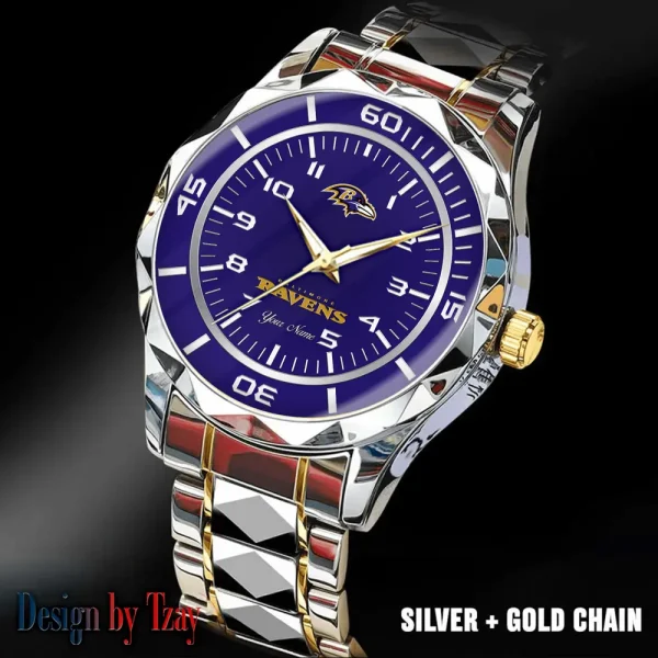 Baltimore Ravens Men Watch Classic Business Calendar Week Stainless Steel Waterproof MTTDMW229 - Image 4