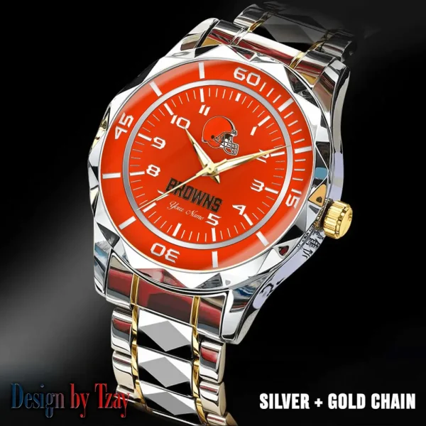 Cleveland Browns Men Watch Classic Business Calendar Week Stainless Steel Waterproof MTTDMW235 - Image 3