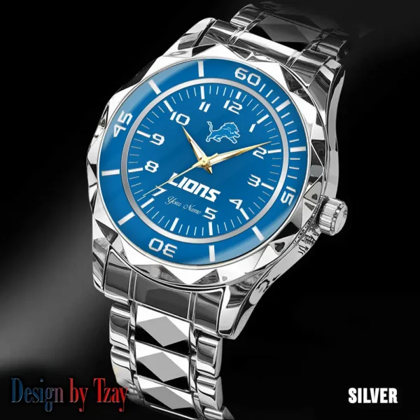 Detroit Lions Men Watch Classic Business Calendar Week Stainless Steel Waterproof MTTDMW238