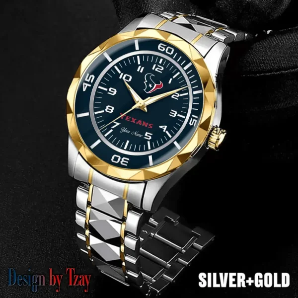 Houston Texans Men Watch Classic Business Calendar Week Stainless Steel Waterproof MTTDMW240