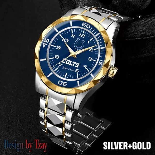 Indianapolis Colts Men Watch Classic Business Calendar Week Stainless Steel Waterproof MTTDMW241