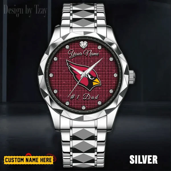 Arizona Cardinals #1 Dad Father's Day Gift Stainless Steel Fashion Business Watch ANZDMW195 - Image 2