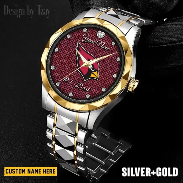 Arizona Cardinals #1 Dad Father's Day Gift Stainless Steel Fashion Business Watch ANZDMW195