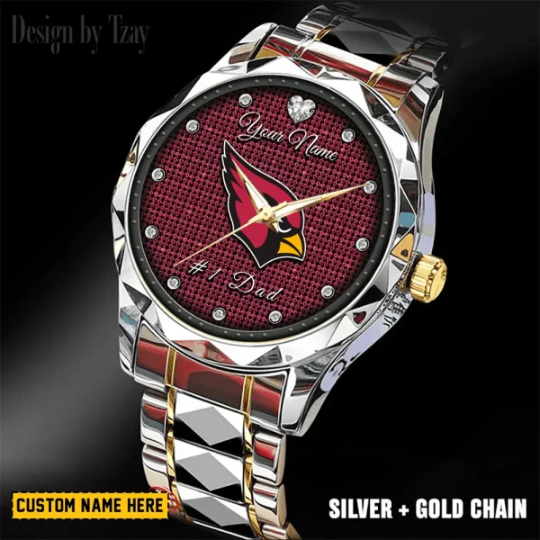 Arizona Cardinals #1 Dad Father's Day Gift Stainless Steel Fashion Business Watch ANZDMW195 - Image 5