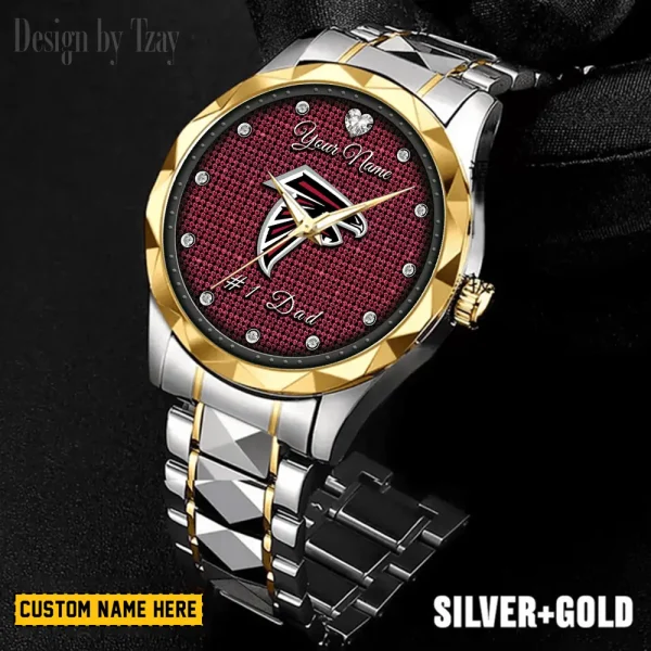 Atlanta Falcons #1 Dad Father's Day Gift Stainless Steel Fashion Business Watch ANZDMW196