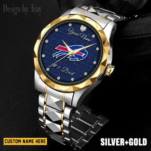 Buffalo Bills #1 Dad Father's Day Gift Stainless Steel Fashion Business Watch ANZDMW198