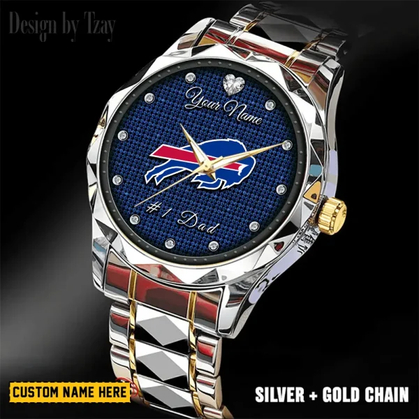 Buffalo Bills #1 Dad Father's Day Gift Stainless Steel Fashion Business Watch ANZDMW198 - Image 5