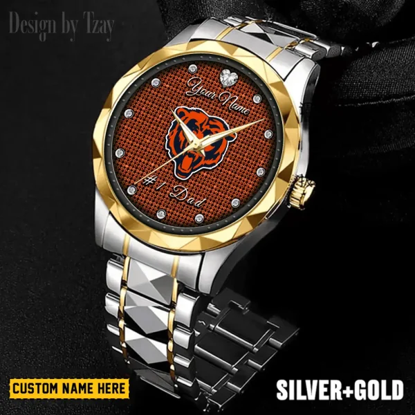 Chicago Bears #1 Dad Father's Day Gift Stainless Steel Fashion Business Watch ANZDMW200
