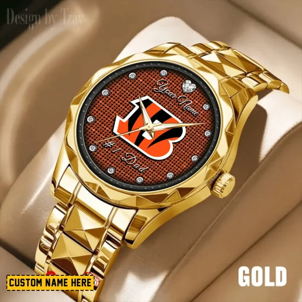 Cincinnati Bengals #1 Dad Father's Day Gift Stainless Steel Fashion Business Watch ANZDMW201 - Image 3