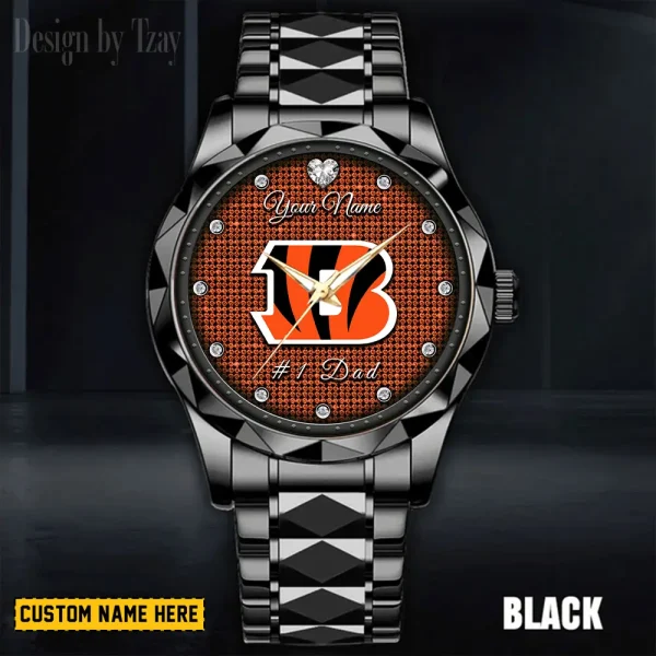 Cincinnati Bengals #1 Dad Father's Day Gift Stainless Steel Fashion Business Watch ANZDMW201 - Image 4
