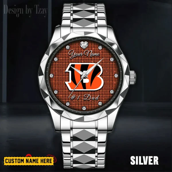 Cincinnati Bengals #1 Dad Father's Day Gift Stainless Steel Fashion Business Watch ANZDMW201 - Image 5