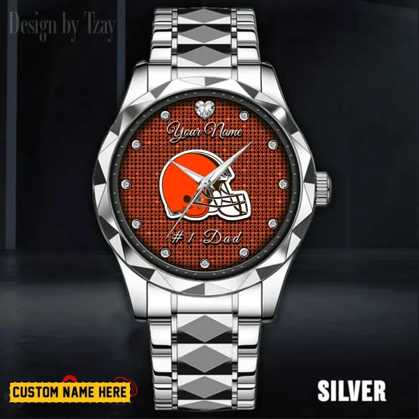 Cleveland Browns #1 Dad Father's Day Gift Stainless Steel Fashion Business Watch ANZDMW202 - Image 2