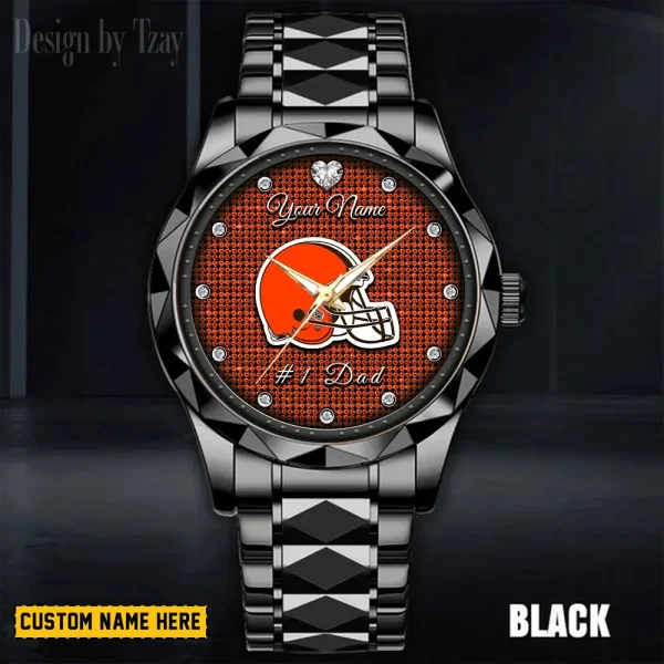 Cleveland Browns #1 Dad Father's Day Gift Stainless Steel Fashion Business Watch ANZDMW202 - Image 3