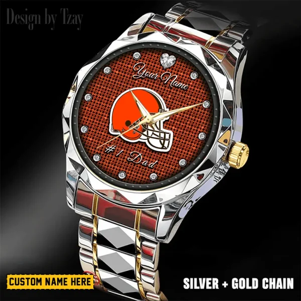 Cleveland Browns #1 Dad Father's Day Gift Stainless Steel Fashion Business Watch ANZDMW202 - Image 5