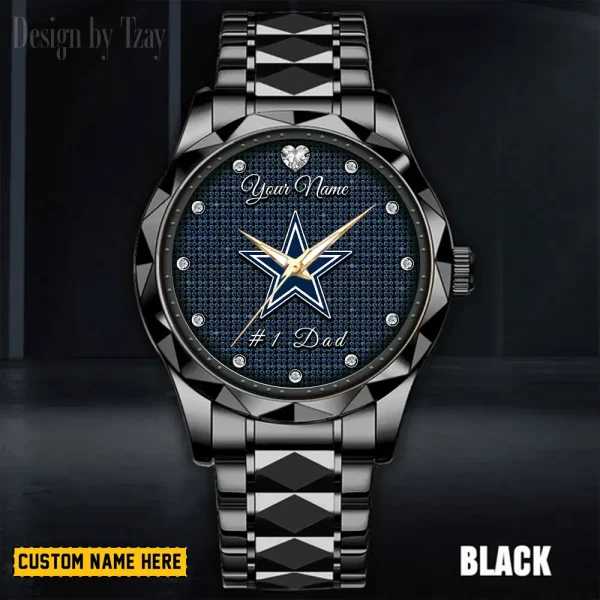 Dallas Cowboys #1 Dad Father's Day Gift Stainless Steel Fashion Business Watch ANZDMW203 - Image 5
