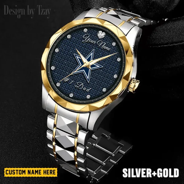 Dallas Cowboys #1 Dad Father's Day Gift Stainless Steel Fashion Business Watch ANZDMW203