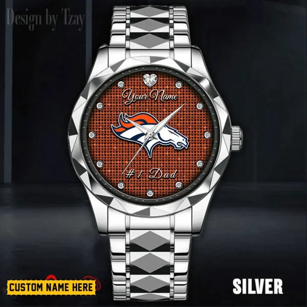 Denver Broncos #1 Dad Father's Day Gift Stainless Steel Fashion Business Watch ANZDMW204 - Image 2