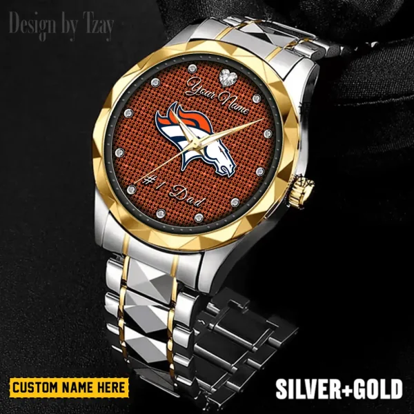 Denver Broncos #1 Dad Father's Day Gift Stainless Steel Fashion Business Watch ANZDMW204