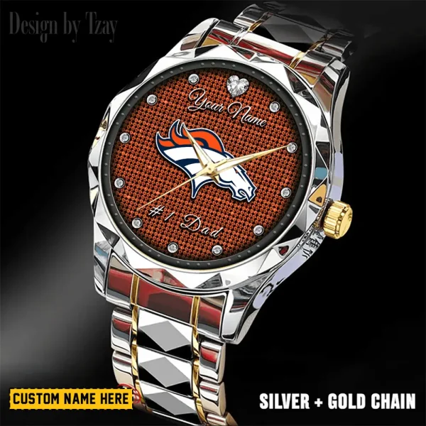 Denver Broncos #1 Dad Father's Day Gift Stainless Steel Fashion Business Watch ANZDMW204 - Image 5