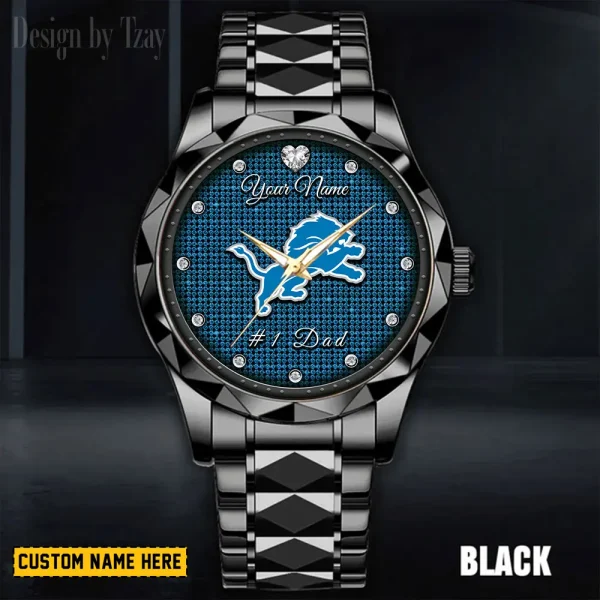 Detroit Lions #1 Dad Father's Day Gift Stainless Steel Fashion Business Watch ANZDMW205 - Image 4