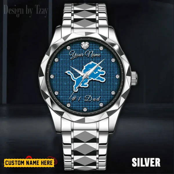 Detroit Lions #1 Dad Father's Day Gift Stainless Steel Fashion Business Watch ANZDMW205 - Image 5