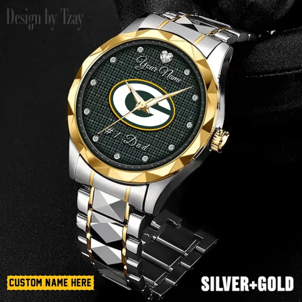Green Bay Packers #1 Dad Father's Day Gift Stainless Steel Fashion Business Watch ANZDMW206