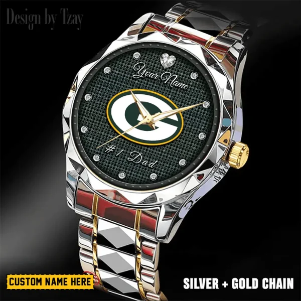 Green Bay Packers #1 Dad Father's Day Gift Stainless Steel Fashion Business Watch ANZDMW206 - Image 5