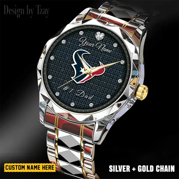 Houston Texans #1 Dad Father's Day Gift Stainless Steel Fashion Business Watch ANZDMW207 - Image 2