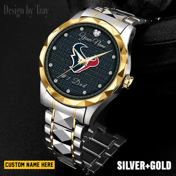 Houston Texans #1 Dad Father's Day Gift Stainless Steel Fashion Business Watch ANZDMW207